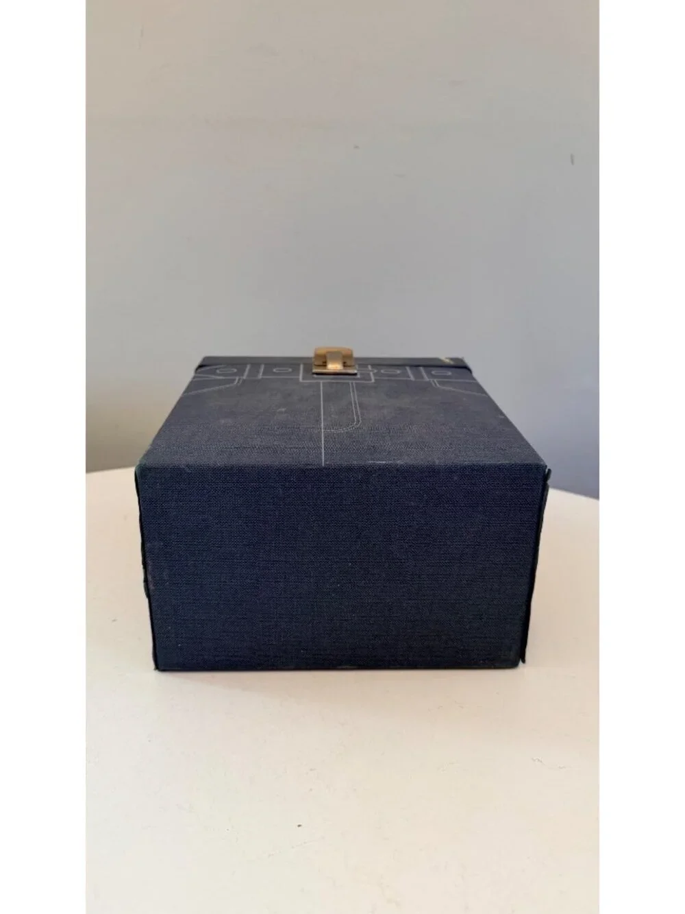 Vintage Lebo Blue 45 RPM Vinyl Record Storage Box With Metal Latch & Handle